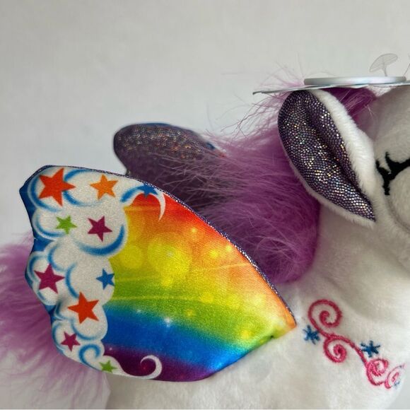 NWT White Magical Unicorn Pony With Rainbow Wings Purple Hair - Picture 4 of 12